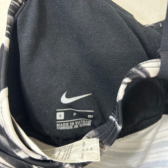 Nike Womens Sz Small Black & White Marble Tankini Swimsuit Top Cutout Padded - Picture 3 of 6